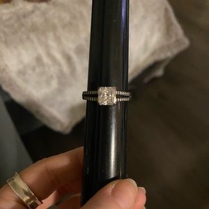 Vtg 90s 925 Silver CZ Princess Cut Solitaire Ring